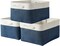 Summer Collapsible Storage Basket for Shelves - Large 3 Pack 16x12x8 inch Storage Basket for Organizing with Handles, Canves Storage Box for Organizer Toy Closet Cloth Gift (White & Jean Blue)